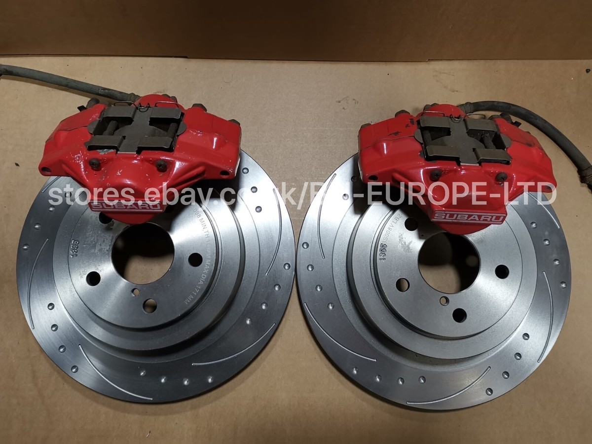 Rear 2 Pot Brake Calipers & Discs For: Subaru Impreza GC8 GF8 WRX