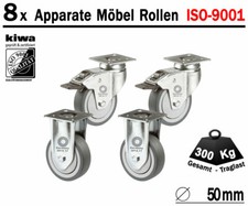 Möbelrollen Apparate Laufrollen Lenk Rollen 8 x Ø 50 mm Br-Bo BS-Rollen Germany