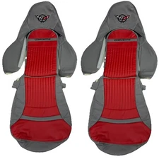 Chevy Corvette C5 Sports Synthetic Leather Seat Covers Gray/Red Color 1997-2004