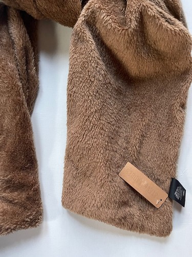 NWT STEVE MADDEN FAUX FUR BLANKET SCARF Beige & Brown 🎁 - Picture 4 of 5