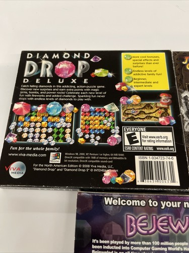 3 Jewel PC CD ROM Games Diamond Drop Deluxe Bejeweled Jewel Quest 2 - Picture 7 of 11