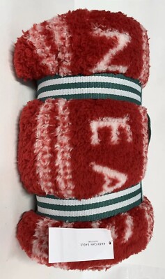 NWT AMERICAN EAGLE Red & White Fleece Plush THROW Cozy Fair Isle Blanket 50x60