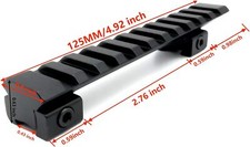 124mm Scope Mount 10 Slots Dovetail 11mm to 20mm Picatinny Rail Adapter