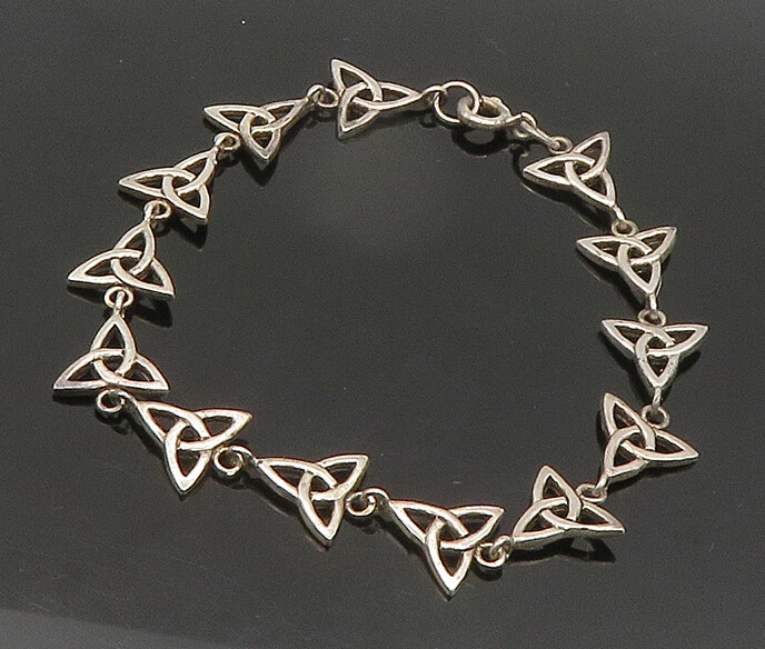 PETER STONE 925 из чистого серебра винтажный кельтский узел цепочка браслет BT8636 - Изображение 2 из 4