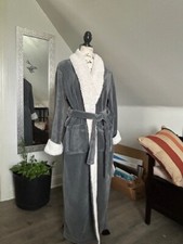 Alexander Del Rossa, Gray Fleece Robe, Size S/M