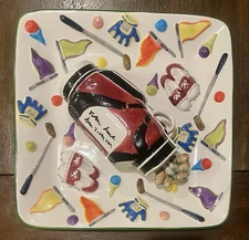 WORLD BAZAAR INC Golf Themed Chip and Dip Ceramic Party Tray Large with Lid