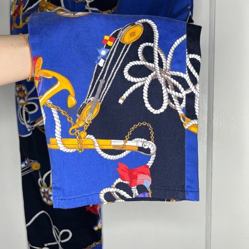 Vintage Lauren Ralph Lauren Womens Pant 12 Petite Blue Nautical Print Crop 90s - Picture 18 of 21