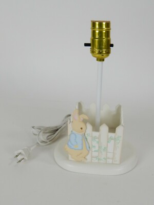 Vintage Nursery/Child's White Faux Wood Table Lamp Peter Rabbit M & M Design USA