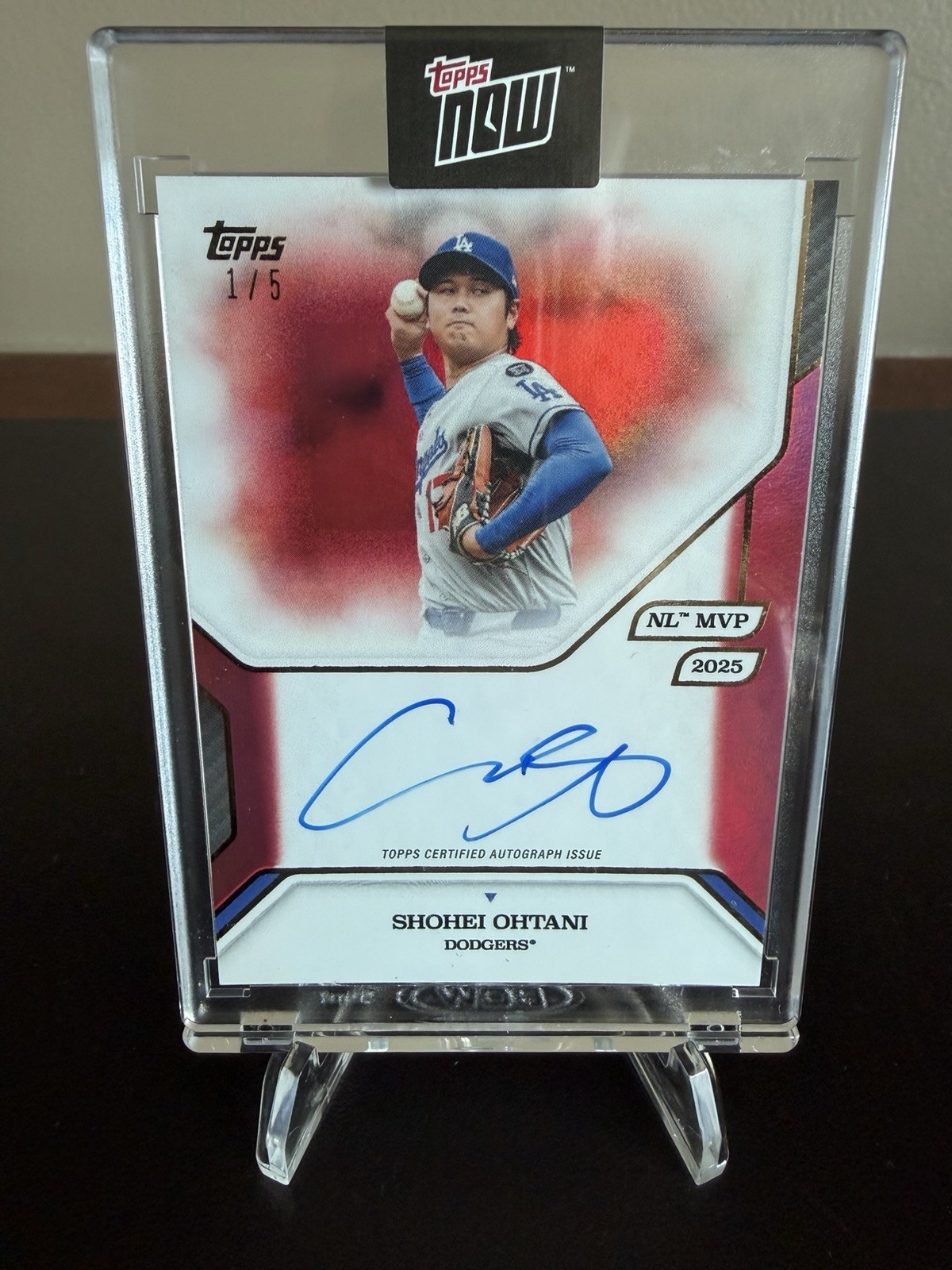 SHOHEI OHTANI 2025 TOPPS NOW MVP COLL #22-A AUTO RED FOIL AUTOGRAPH 1/5 DODGERS