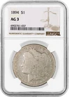 1894 $1 Morgan Silver Dollar NGC AG3 About Good Circulated Key Date Coin