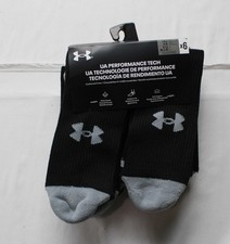 Under Armour Unisex 6-Pack UA Performance Tech Crew Socks ZG3 Black Medium NWT