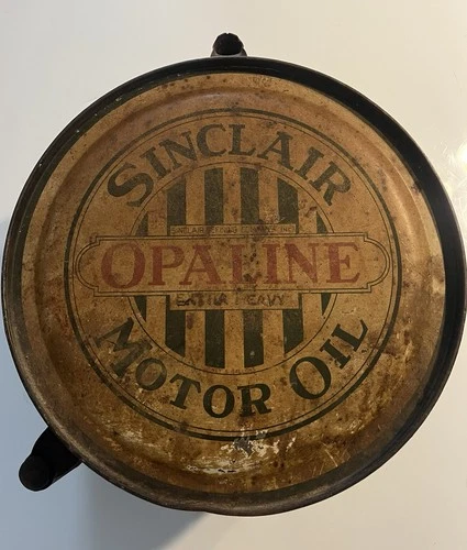 Vintage Sinclair Opaline Motor Oil 5 Gallon Metal Can W/ Lid Gas & Oil Can