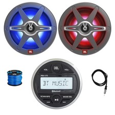 JBL PRV175 Marine BT Stereo Receiver, 2x 8" 450W LED Speakers, Antenna, Wire