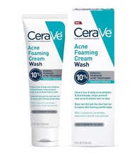 CeraVe Acne Foaming Cream Cleanser w/ Benzoyl Peroxide 10 , Hyaluronic Acid, and