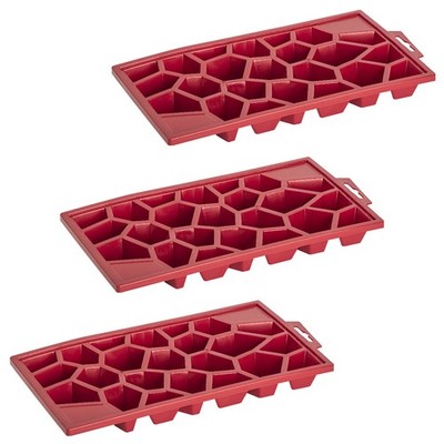 3x Eiswürfelform Eiswürfelschale Ice Tray Kristallform BPA-frei Kunststoff rot