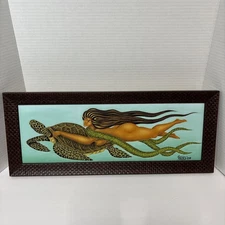 2007 Dietrich Varez Framed Laukiamanuikahiki Girl On Turtle Giclee Print  8”x20”