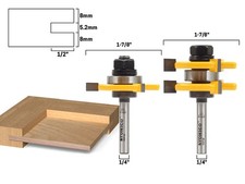 Juego de brocas de enrutador de lengüeta y ranura de panel de madera contrachapada de 1/4" - vástago de 1/4" - Yonico 15