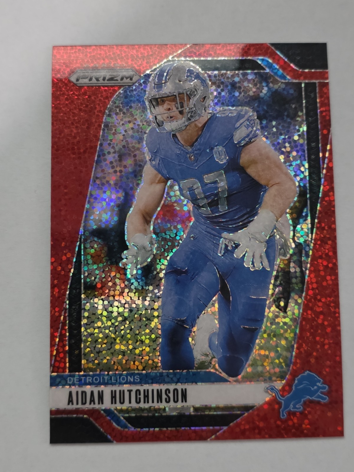 2024 Panini Prizm - Aidan Hutchinson #97 Red Sparkle Prizm Detroit Lions