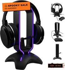 Gaming Headset Stand RGB Headphone Stand for Desk with Mouse Bungee and USB Hu