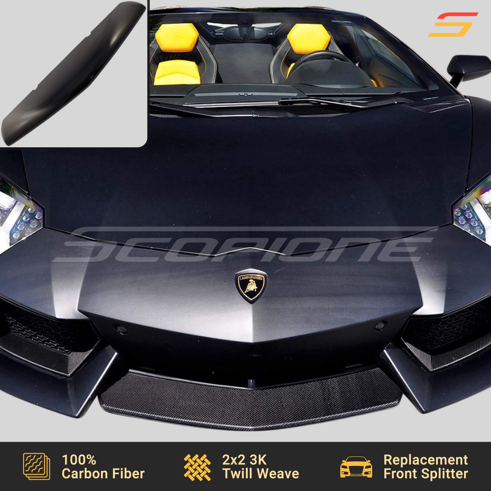 Scopione Carbon Front Bumper Splitter for Lamborghini 12-17 Aventador LP700-4