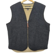 Woolrich Mens Classic Countryside Heritage Wool Sherpa Lined Charcoal Zip Vest M