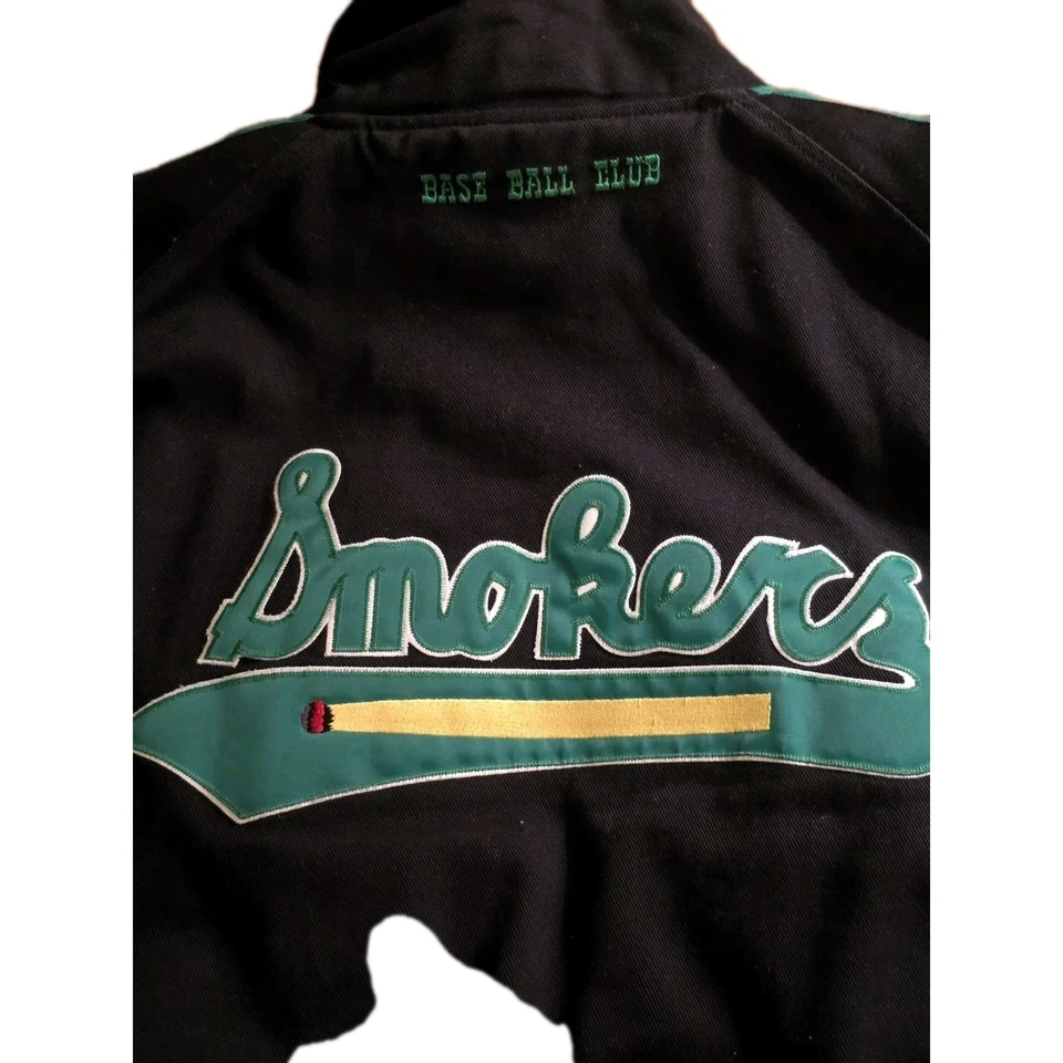 Jaqueta Stall & Dean Smokers Varsity Masculina 4XL Preta e Verde Snap up - Imagem 3 de 4