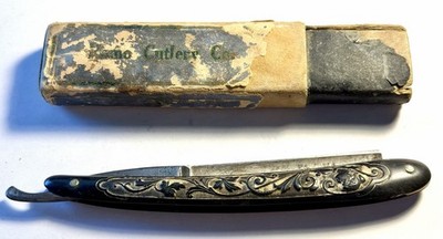 Vtg D Peres Solingen Germany Straight Razor Barrel Keg Full Carved Handle