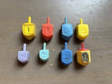 Set Of 8 Vintage Hanukkah Plastic Dreidel Spinning Top