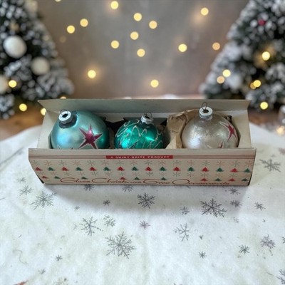 Vintage Shiny Brite Glass Ornaments Set of 3 Original Max Eckardt Hand Painted
