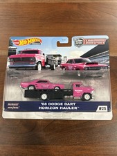 Hot Wheels Premium Team Transport 68 Pink Dodge Dart Horizon Hauler Real Riders