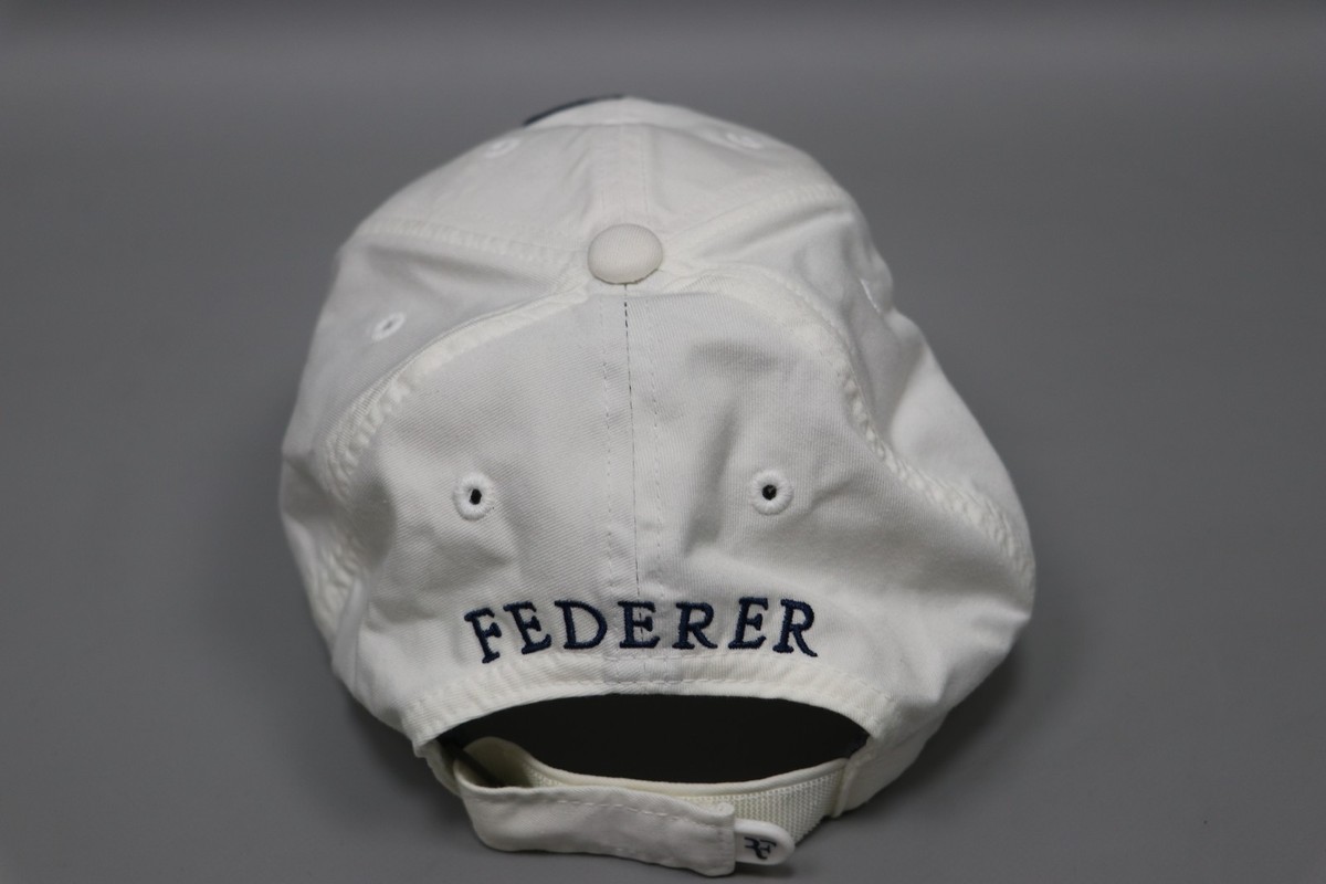RF ROGER FEDERER Vtg Nike Dri-FIT Tennis Used Cap White RF Navy