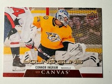 2020-21 UD Young Guns Canvas CONNOR INGRAM Rookie Edmonton Oilers Card# C226. rookie card picture