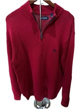 Chaps 1/4 Zip Sweater Pullover Men  s Size Large Red With Navy Blue Emblem