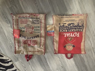 2 jute empty Rice Bags Royal Basmati With Zip& Handles/Deer Basmati With Handles