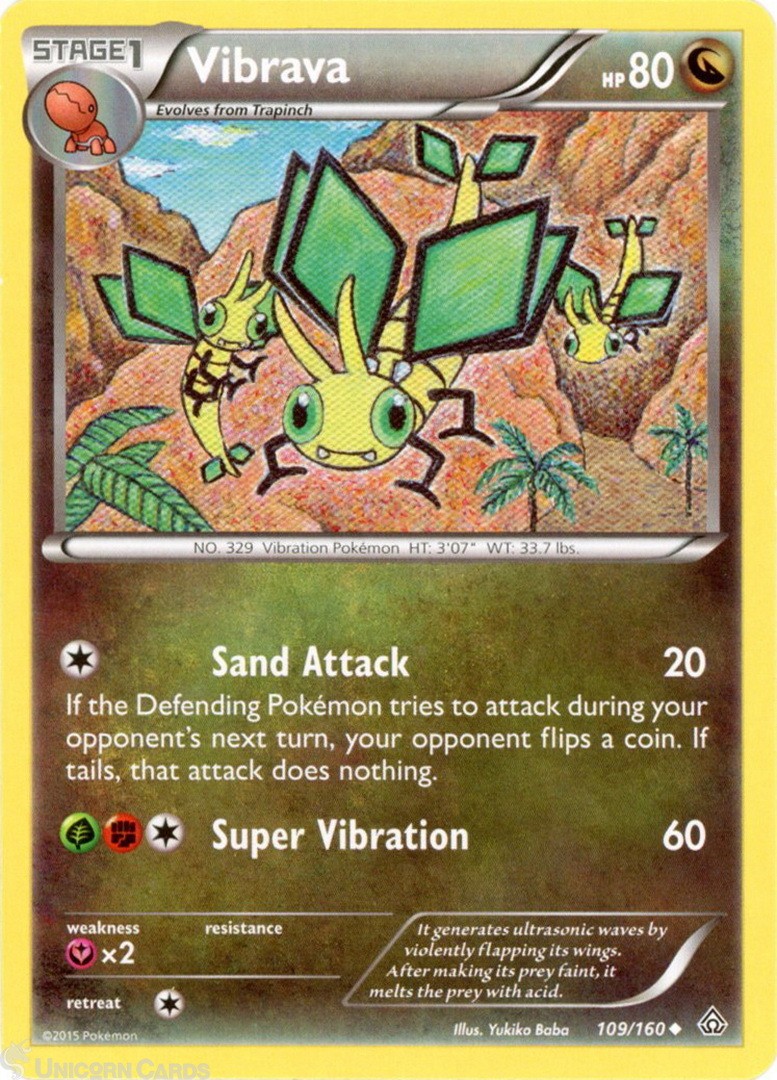Vibrava 109/160 : Uncommon Mint/Near Mint Pokemon Card : XY05: Primal Clash