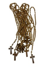 30X Wooden Rosary Beads Bulk Wood Catholic Rosaries with Jesus Holy Cross 13
