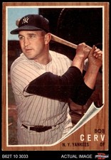 1962 Topps #169 Bob Cerv Normal Tint Yankees COMMON VARIATION 7.5 - NM+