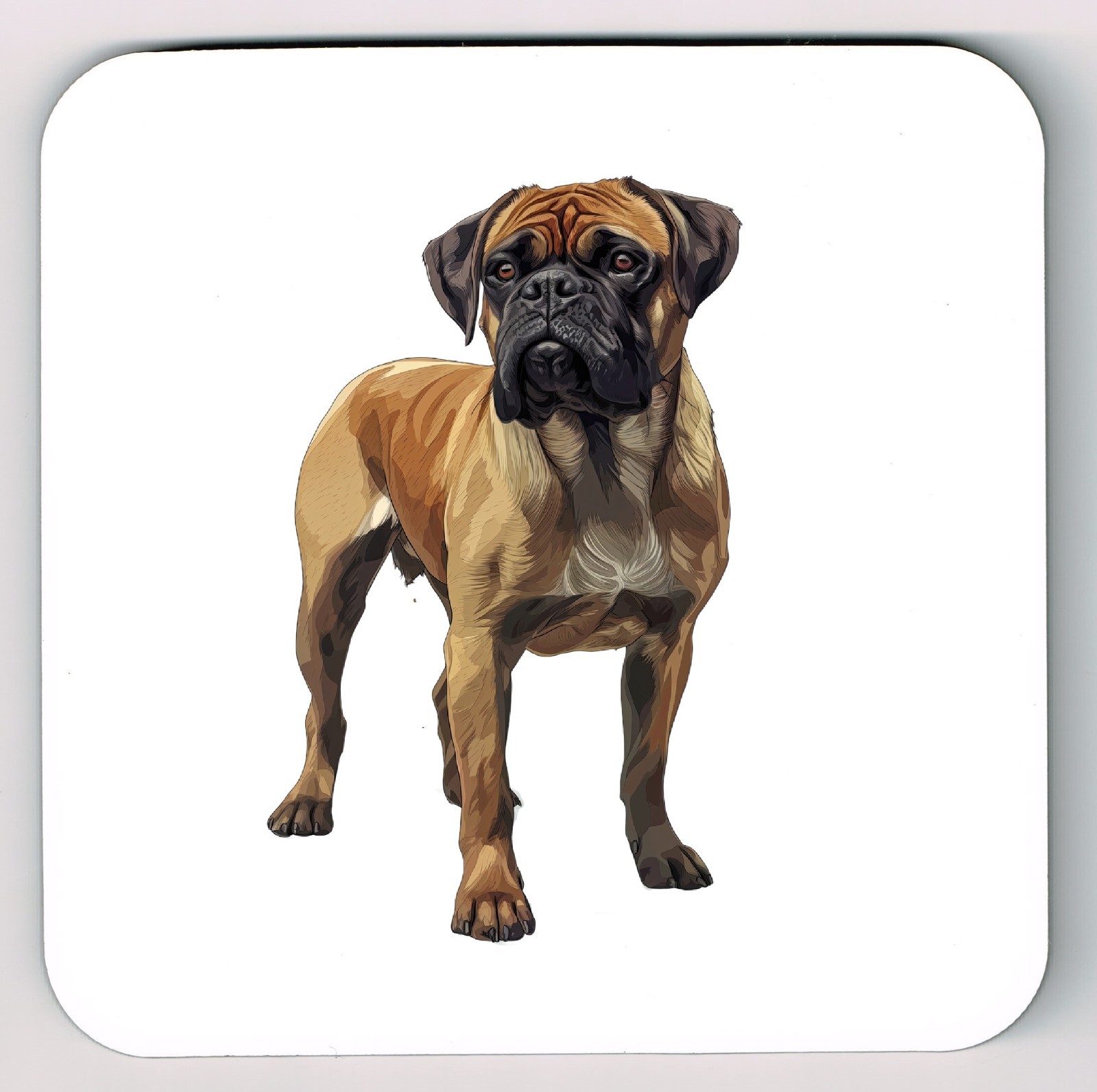 Bullmastiff Dog Watercolour Image Coaster, Bullmastiff Dog Coaster