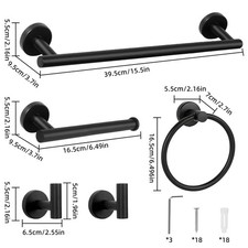 5 Piece Bathroom Hardware Set, Stainless Steel Bath Towel Bar TP Holder