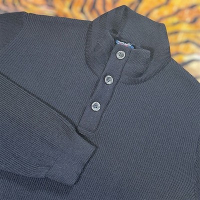 St James France Bourboule Henley 100% Wool Sweater Thick Knit Pullover $395