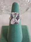 Vintage Large 15ct Radiant Cut CZ Solitaire Ring Size 8.5 Sterling Silver JOY