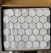 HD Bergamo Hexagon White 2x2 Mosaic Tiles Backsplash 8 Square Feet