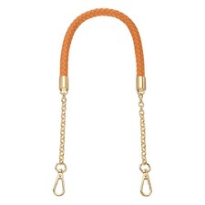 62cm/24.4" PU Leather Braided Purse Strap Yellow Brown, Light Gold Buckle 