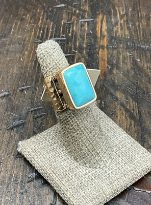 Barse Tuxedo Ring- Turquoise- Hammered Bronze- 6- NWT