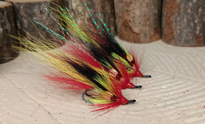 3 x park shrimp Salmon Flies Black Osprey Doubles size 10