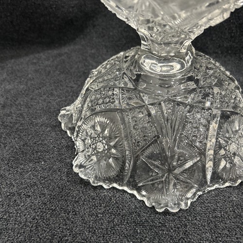 McKee Yultec Punch Bowl Early American Pattern Glass Clear Hobstars Antique - Picture 7 of 13
