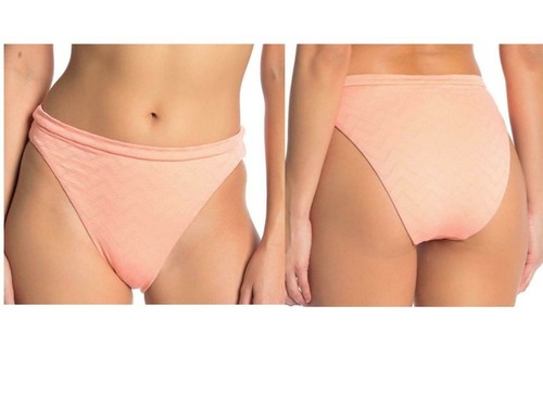 Becca French Cut Bikini Bottom Size L Salmon High Waist Lined by Rebecca Virtue