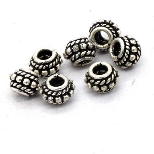 70 PZ 6MM BALI DISTANZIALE PERLINE OSSIDATE PLACCATE ARGENTO 42 - Foto 3 di 3