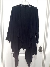 Conjuring Rebecca Floeter Black Crinkle Crepe Womens O/s Waterfall Cardigan