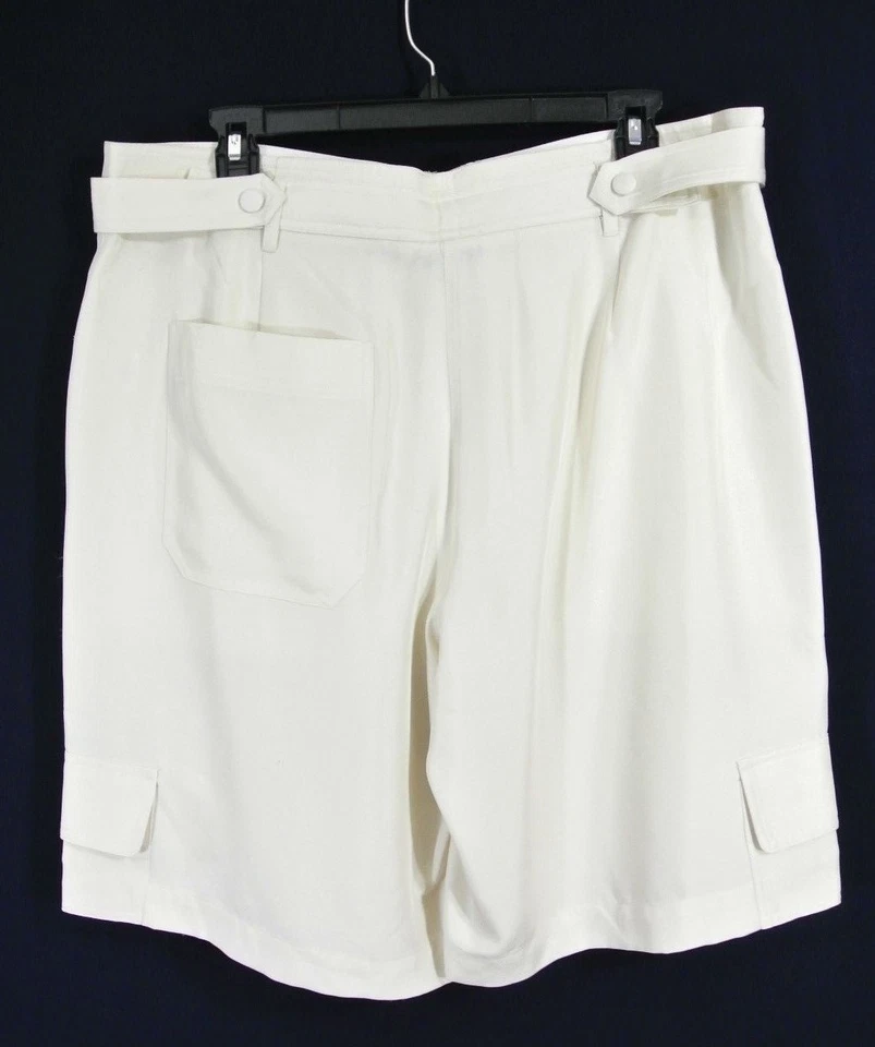 NEW Helmut Lang Dupioni Cargo Silk Bermuda Short in Ivory - Size 10 #SK109 - Image 3 of 4